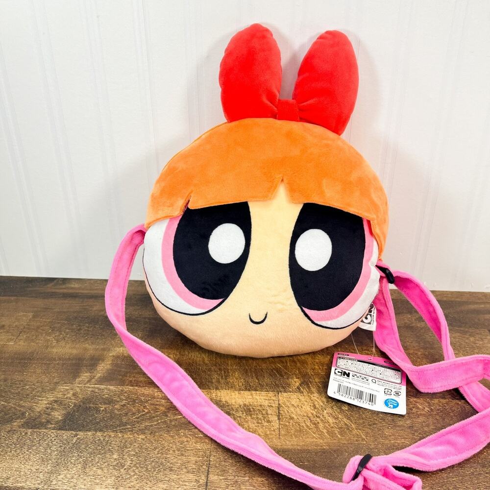 Official‎ Powerpuff Girls Blossom Face Pillow Purse Cuddle Plush Crossbody Bag